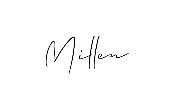 if you are searching for the best signature style for your name Millen. so please give up your signature search. here we have designed multiple signature styles  using Allison_Script. Millen signature style 2 images and pictures png