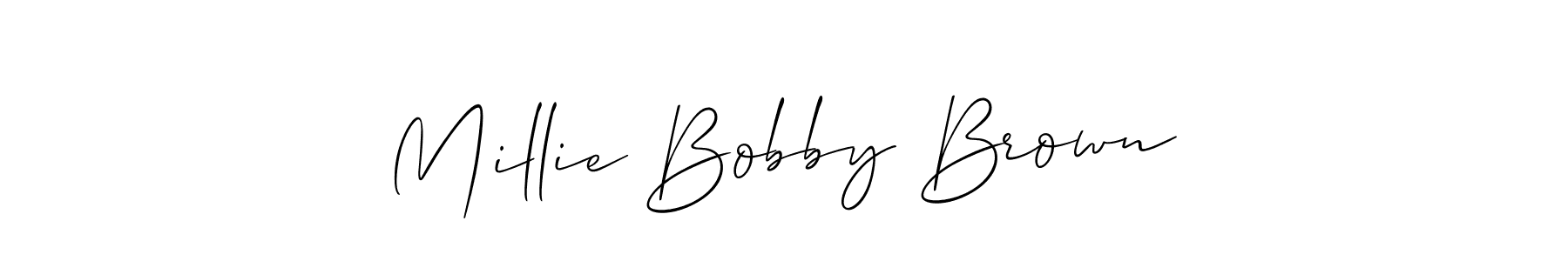 if you are searching for the best signature style for your name Millie Bobby Brown. so please give up your signature search. here we have designed multiple signature styles  using Allison_Script. Millie Bobby Brown signature style 2 images and pictures png