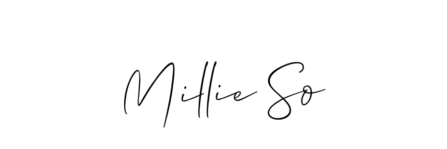 It looks lik you need a new signature style for name Millie So. Design unique handwritten (Allison_Script) signature with our free signature maker in just a few clicks. Millie So signature style 2 images and pictures png