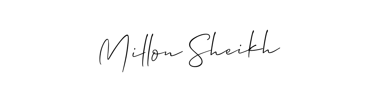 Use a signature maker to create a handwritten signature online. With this signature software, you can design (Allison_Script) your own signature for name Millon Sheikh. Millon Sheikh signature style 2 images and pictures png