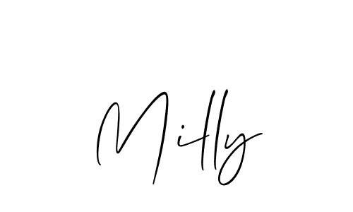 Allison_Script is a professional signature style that is perfect for those who want to add a touch of class to their signature. It is also a great choice for those who want to make their signature more unique. Get Milly name to fancy signature for free. Milly signature style 2 images and pictures png