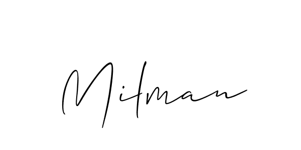 How to make Milman name signature. Use Allison_Script style for creating short signs online. This is the latest handwritten sign. Milman signature style 2 images and pictures png