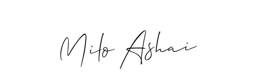 You should practise on your own different ways (Allison_Script) to write your name (Milo Ashai) in signature. don't let someone else do it for you. Milo Ashai signature style 2 images and pictures png