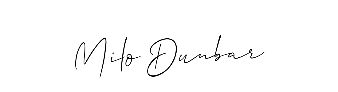 Create a beautiful signature design for name Milo Dunbar. With this signature (Allison_Script) fonts, you can make a handwritten signature for free. Milo Dunbar signature style 2 images and pictures png