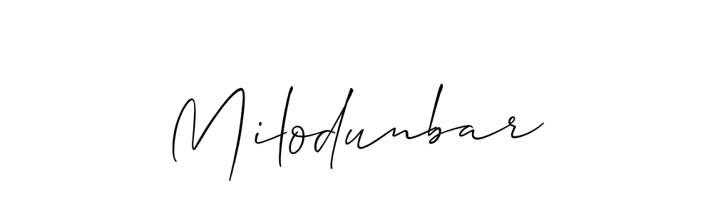 Use a signature maker to create a handwritten signature online. With this signature software, you can design (Allison_Script) your own signature for name Milodunbar. Milodunbar signature style 2 images and pictures png