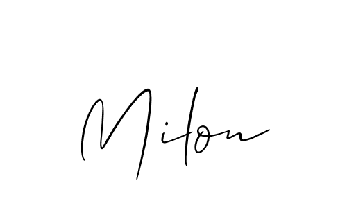 You should practise on your own different ways (Allison_Script) to write your name (Milon) in signature. don't let someone else do it for you. Milon signature style 2 images and pictures png