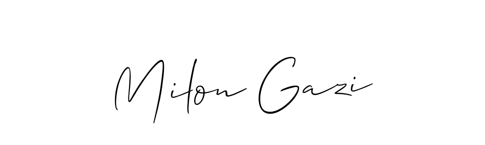 Make a short Milon Gazi signature style. Manage your documents anywhere anytime using Allison_Script. Create and add eSignatures, submit forms, share and send files easily. Milon Gazi signature style 2 images and pictures png