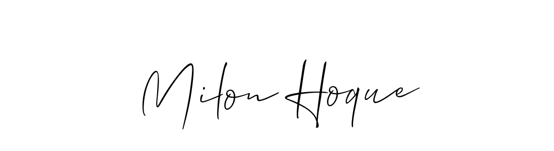 Also You can easily find your signature by using the search form. We will create Milon Hoque name handwritten signature images for you free of cost using Allison_Script sign style. Milon Hoque signature style 2 images and pictures png