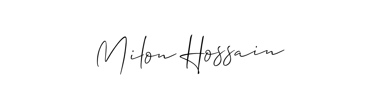 How to make Milon Hossain signature? Allison_Script is a professional autograph style. Create handwritten signature for Milon Hossain name. Milon Hossain signature style 2 images and pictures png