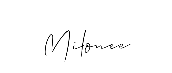 How to make Milonee signature? Allison_Script is a professional autograph style. Create handwritten signature for Milonee name. Milonee signature style 2 images and pictures png