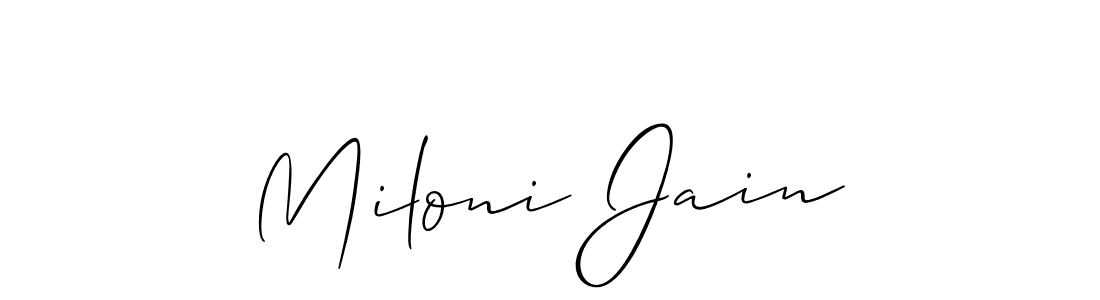 How to Draw Miloni Jain signature style? Allison_Script is a latest design signature styles for name Miloni Jain. Miloni Jain signature style 2 images and pictures png