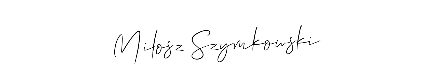 Create a beautiful signature design for name Milosz Szymkowski. With this signature (Allison_Script) fonts, you can make a handwritten signature for free. Milosz Szymkowski signature style 2 images and pictures png