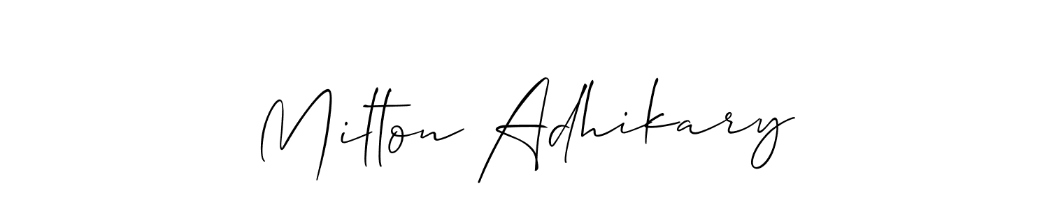 How to make Milton Adhikary name signature. Use Allison_Script style for creating short signs online. This is the latest handwritten sign. Milton Adhikary signature style 2 images and pictures png