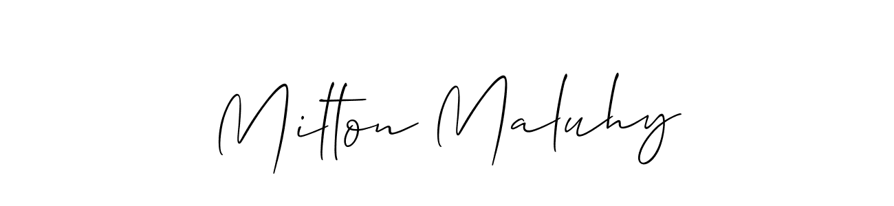 Make a beautiful signature design for name Milton Maluhy. With this signature (Allison_Script) style, you can create a handwritten signature for free. Milton Maluhy signature style 2 images and pictures png