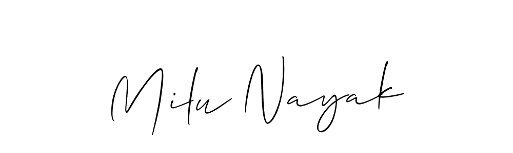 Make a short Milu Nayak signature style. Manage your documents anywhere anytime using Allison_Script. Create and add eSignatures, submit forms, share and send files easily. Milu Nayak signature style 2 images and pictures png