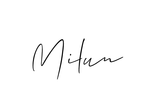 Milun stylish signature style. Best Handwritten Sign (Allison_Script) for my name. Handwritten Signature Collection Ideas for my name Milun. Milun signature style 2 images and pictures png