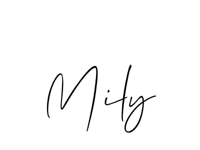 Design your own signature with our free online signature maker. With this signature software, you can create a handwritten (Allison_Script) signature for name Mily. Mily signature style 2 images and pictures png