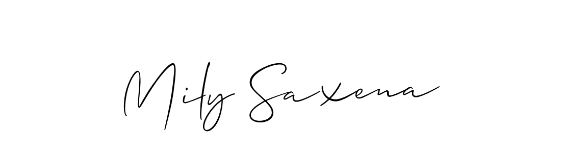 Create a beautiful signature design for name Mily Saxena. With this signature (Allison_Script) fonts, you can make a handwritten signature for free. Mily Saxena signature style 2 images and pictures png