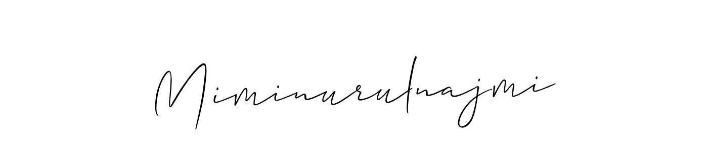 Make a beautiful signature design for name Miminurulnajmi. With this signature (Allison_Script) style, you can create a handwritten signature for free. Miminurulnajmi signature style 2 images and pictures png