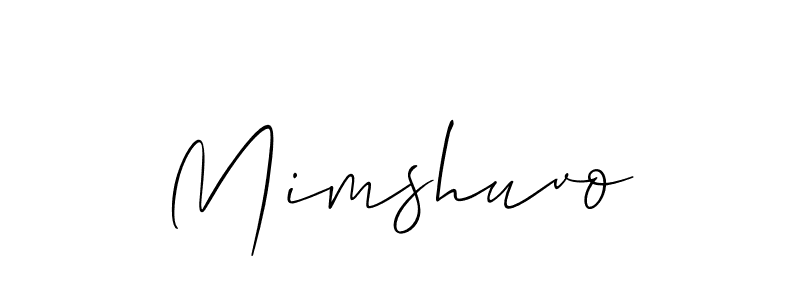 if you are searching for the best signature style for your name Mimshuvo. so please give up your signature search. here we have designed multiple signature styles  using Allison_Script. Mimshuvo signature style 2 images and pictures png