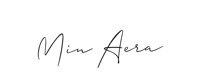 Make a short Min Aera signature style. Manage your documents anywhere anytime using Allison_Script. Create and add eSignatures, submit forms, share and send files easily. Min Aera signature style 2 images and pictures png