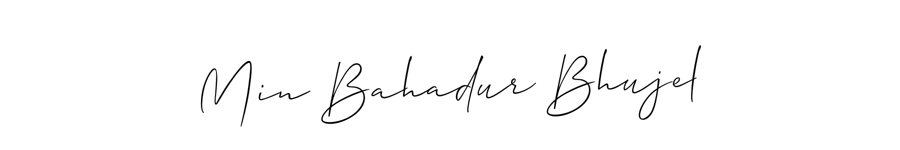 Also we have Min Bahadur Bhujel name is the best signature style. Create professional handwritten signature collection using Allison_Script autograph style. Min Bahadur Bhujel signature style 2 images and pictures png