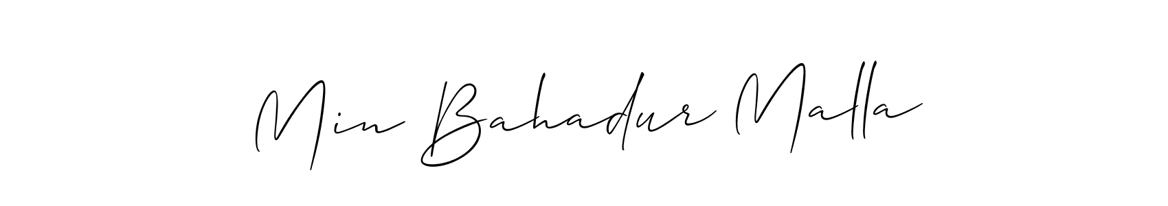 Allison_Script is a professional signature style that is perfect for those who want to add a touch of class to their signature. It is also a great choice for those who want to make their signature more unique. Get Min Bahadur Malla name to fancy signature for free. Min Bahadur Malla signature style 2 images and pictures png
