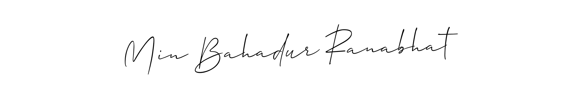 Also You can easily find your signature by using the search form. We will create Min Bahadur Ranabhat name handwritten signature images for you free of cost using Allison_Script sign style. Min Bahadur Ranabhat signature style 2 images and pictures png