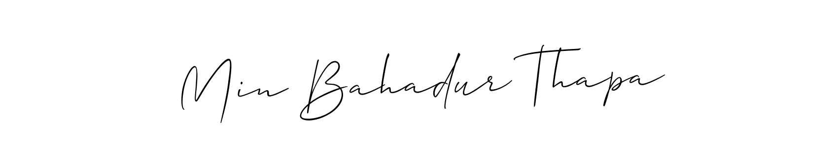 Similarly Allison_Script is the best handwritten signature design. Signature creator online .You can use it as an online autograph creator for name Min Bahadur Thapa. Min Bahadur Thapa signature style 2 images and pictures png