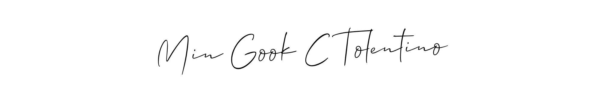 How to make Min Gook C Tolentino name signature. Use Allison_Script style for creating short signs online. This is the latest handwritten sign. Min Gook C Tolentino signature style 2 images and pictures png