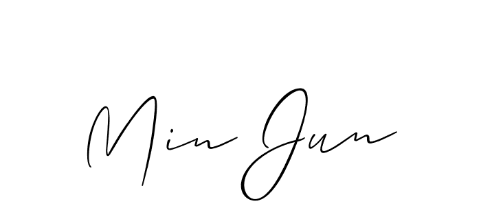 The best way (Allison_Script) to make a short signature is to pick only two or three words in your name. The name Min Jun include a total of six letters. For converting this name. Min Jun signature style 2 images and pictures png