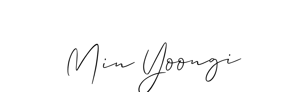 Make a beautiful signature design for name Min Yoongi. With this signature (Allison_Script) style, you can create a handwritten signature for free. Min Yoongi signature style 2 images and pictures png