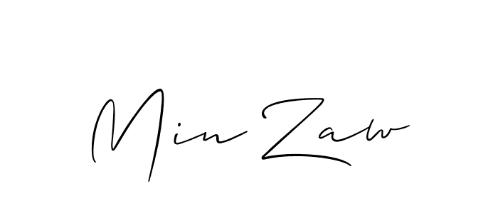 Make a beautiful signature design for name Min Zaw. With this signature (Allison_Script) style, you can create a handwritten signature for free. Min Zaw signature style 2 images and pictures png