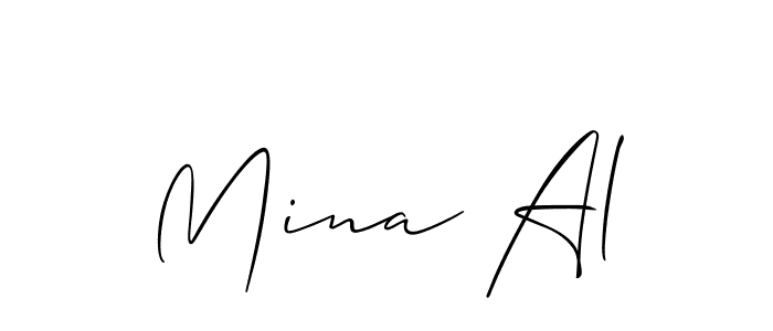 You should practise on your own different ways (Allison_Script) to write your name (Mina Al) in signature. don't let someone else do it for you. Mina Al signature style 2 images and pictures png