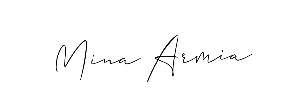 Make a beautiful signature design for name Mina Armia. With this signature (Allison_Script) style, you can create a handwritten signature for free. Mina Armia signature style 2 images and pictures png