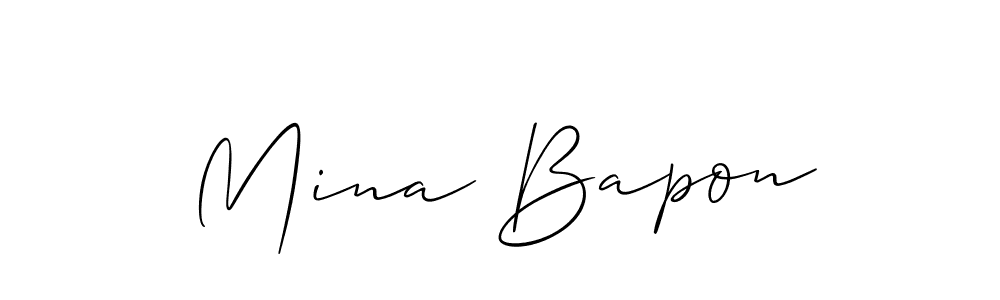 Make a beautiful signature design for name Mina Bapon. With this signature (Allison_Script) style, you can create a handwritten signature for free. Mina Bapon signature style 2 images and pictures png