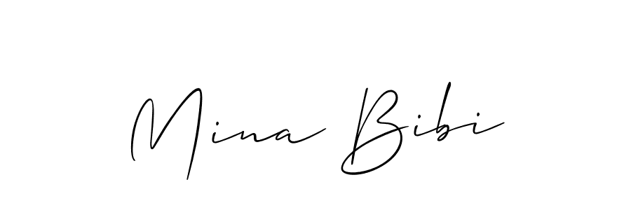 Create a beautiful signature design for name Mina Bibi. With this signature (Allison_Script) fonts, you can make a handwritten signature for free. Mina Bibi signature style 2 images and pictures png