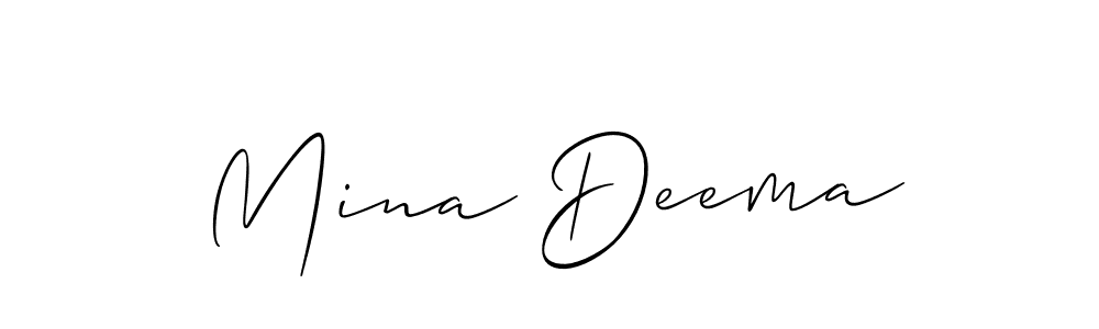 It looks lik you need a new signature style for name Mina Deema. Design unique handwritten (Allison_Script) signature with our free signature maker in just a few clicks. Mina Deema signature style 2 images and pictures png