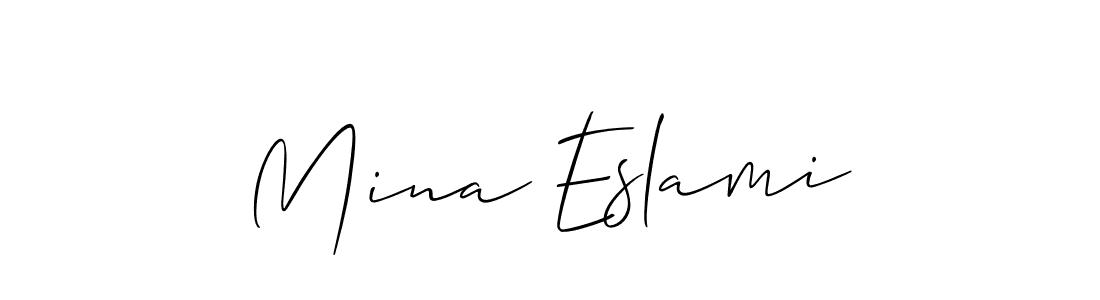 Similarly Allison_Script is the best handwritten signature design. Signature creator online .You can use it as an online autograph creator for name Mina Eslami. Mina Eslami signature style 2 images and pictures png