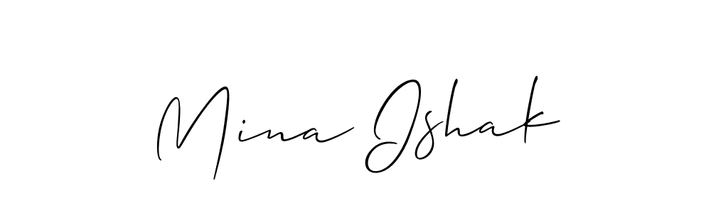 Allison_Script is a professional signature style that is perfect for those who want to add a touch of class to their signature. It is also a great choice for those who want to make their signature more unique. Get Mina Ishak name to fancy signature for free. Mina Ishak signature style 2 images and pictures png
