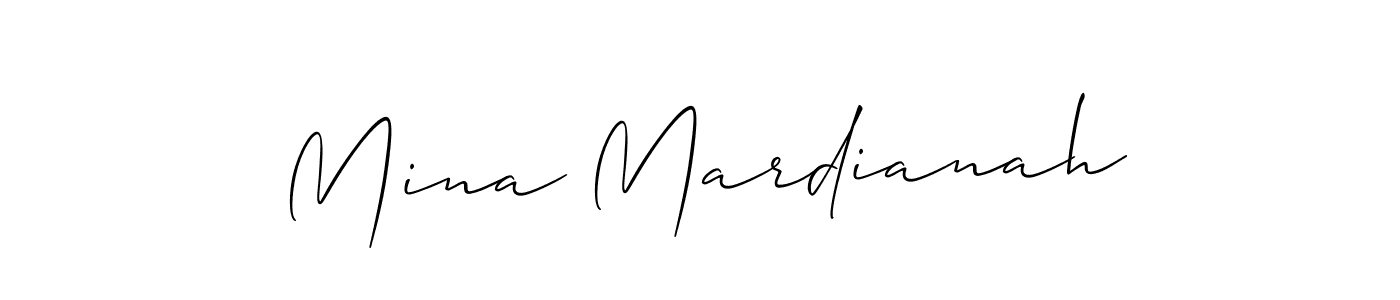 Make a short Mina Mardianah signature style. Manage your documents anywhere anytime using Allison_Script. Create and add eSignatures, submit forms, share and send files easily. Mina Mardianah signature style 2 images and pictures png