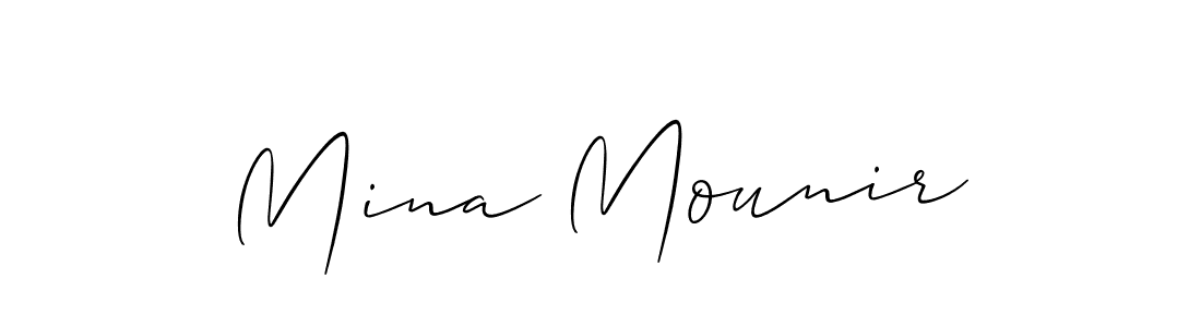 How to make Mina Mounir signature? Allison_Script is a professional autograph style. Create handwritten signature for Mina Mounir name. Mina Mounir signature style 2 images and pictures png