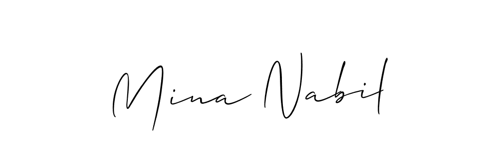 Make a beautiful signature design for name Mina Nabil. With this signature (Allison_Script) style, you can create a handwritten signature for free. Mina Nabil signature style 2 images and pictures png