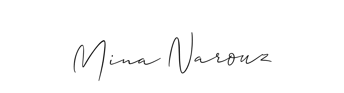 Use a signature maker to create a handwritten signature online. With this signature software, you can design (Allison_Script) your own signature for name Mina Narouz. Mina Narouz signature style 2 images and pictures png