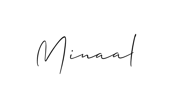 Allison_Script is a professional signature style that is perfect for those who want to add a touch of class to their signature. It is also a great choice for those who want to make their signature more unique. Get Minaal name to fancy signature for free. Minaal signature style 2 images and pictures png