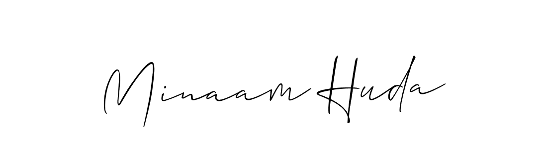 Also You can easily find your signature by using the search form. We will create Minaam Huda name handwritten signature images for you free of cost using Allison_Script sign style. Minaam Huda signature style 2 images and pictures png