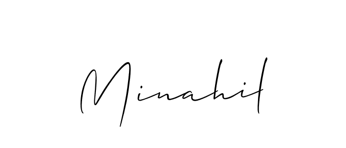 Design your own signature with our free online signature maker. With this signature software, you can create a handwritten (Allison_Script) signature for name Minahil. Minahil signature style 2 images and pictures png