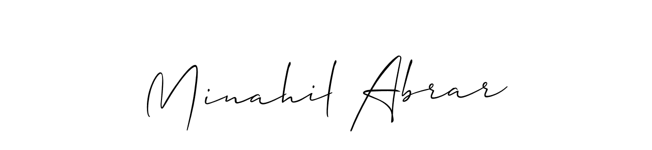 Make a short Minahil Abrar signature style. Manage your documents anywhere anytime using Allison_Script. Create and add eSignatures, submit forms, share and send files easily. Minahil Abrar signature style 2 images and pictures png
