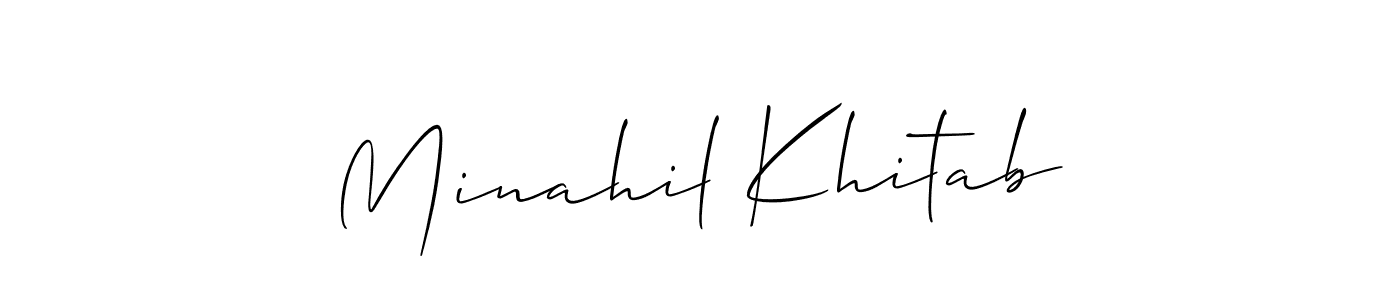 Minahil Khitab stylish signature style. Best Handwritten Sign (Allison_Script) for my name. Handwritten Signature Collection Ideas for my name Minahil Khitab. Minahil Khitab signature style 2 images and pictures png