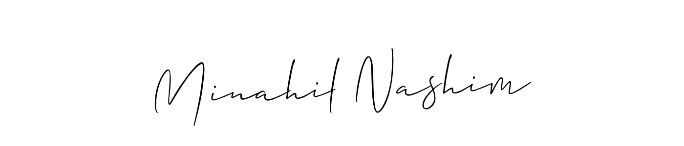 Design your own signature with our free online signature maker. With this signature software, you can create a handwritten (Allison_Script) signature for name Minahil Nashim. Minahil Nashim signature style 2 images and pictures png